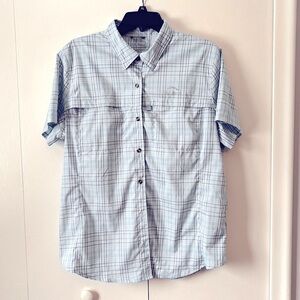 L.L. Bean Tropic Wear Blue Plaid Short Sleeve Shirt